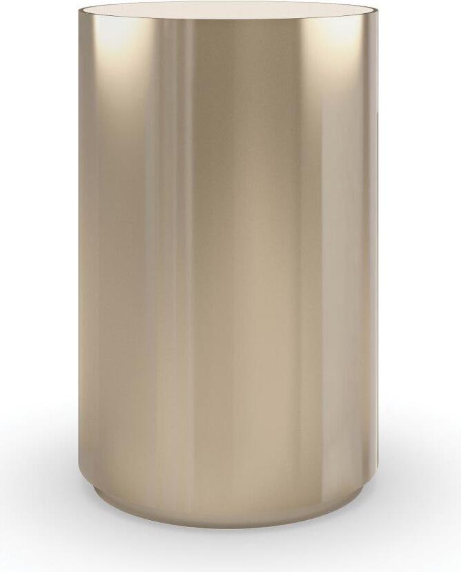 Caracole Metropolitan Round About Tall Accent Table with Gold Base: Caracole Metropolitan Round About Tall Accent Table with Gold Base This modern accent table features a bold, simple shape with a sturdy stainless steel base finished in Whisper of Gold. Topped with Si