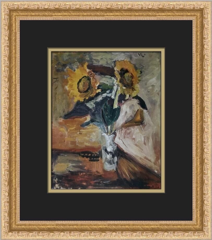 Henri Matisse A Vase of Sunflowers Custom Framed Print 1980: Henri Matisse A Vase of Sunflowers Custom Framed Print 1980 This custom framed print features Henri Matisse's artwork, A Vase of Sunflowers. It is a medium-sized piece measuring 14 inches in height an