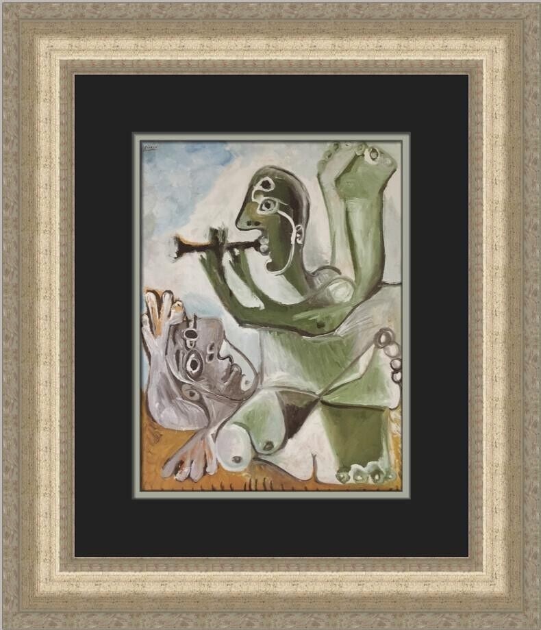 Pablo Picasso Laubade Custom Framed Art Print 19x17 inches: Pablo Picasso Laubade Custom Framed Art Print 19x17 inches Pablo Picasso Laubade Custom Framed Print. This piece features the subject 'L'aubade Nude Figure' and is a part of the Abstract Expressionism