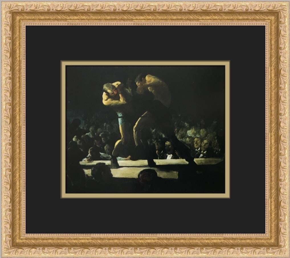 George Bellows Club Night Fight Custom Framed Print: George Bellows Club Night Fight Custom Framed Print This custom framed print titled 'Club Night Fight' by artist George Bellows showcases urban realism. The print is an open edition lithograph produce