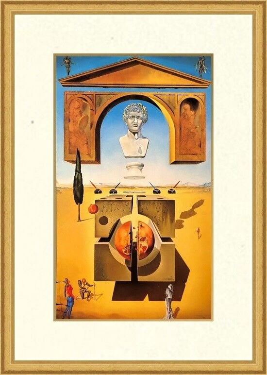 Salvador Dali Dematerialization Custom Framed Print 14x16 inches: Salvador Dali Dematerialization Custom Framed Print 14x16 inches This custom framed print titled 'Dematerialization' by Salvador Dali features a stunning surrealistic depiction of fantasy figures. The