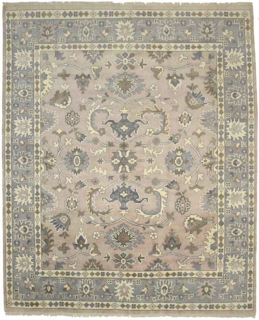 Handmade Pastel Floral Oushak Wool Rug 8 Feet by 10 Feet: Handmade Pastel Floral Oushak Wool Rug 8 Feet by 10 Feet This Pastel Colors Floral Oushak Oriental Rug is a handmade wool carpet perfect for enhancing your home decor. Measuring 8'2" x 9'10", it featu