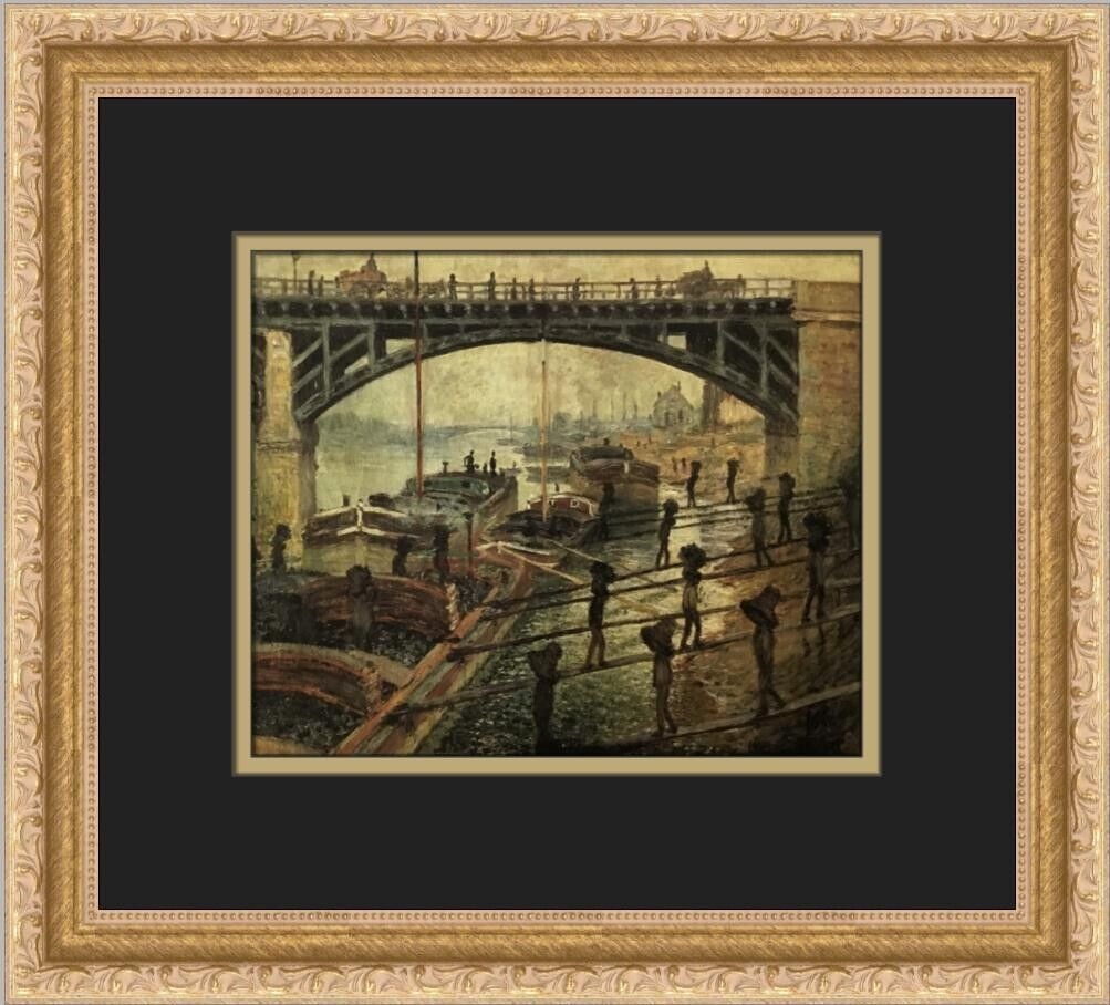 Claude Monet The Coal Workers Custom Framed Print 14in x 13in: Claude Monet The Coal Workers Custom Framed Print 14in x 13in This custom framed print of Claude Monet's 'The Coal Workers' showcases a beautiful Impressionism Realism style. It features a landscape o