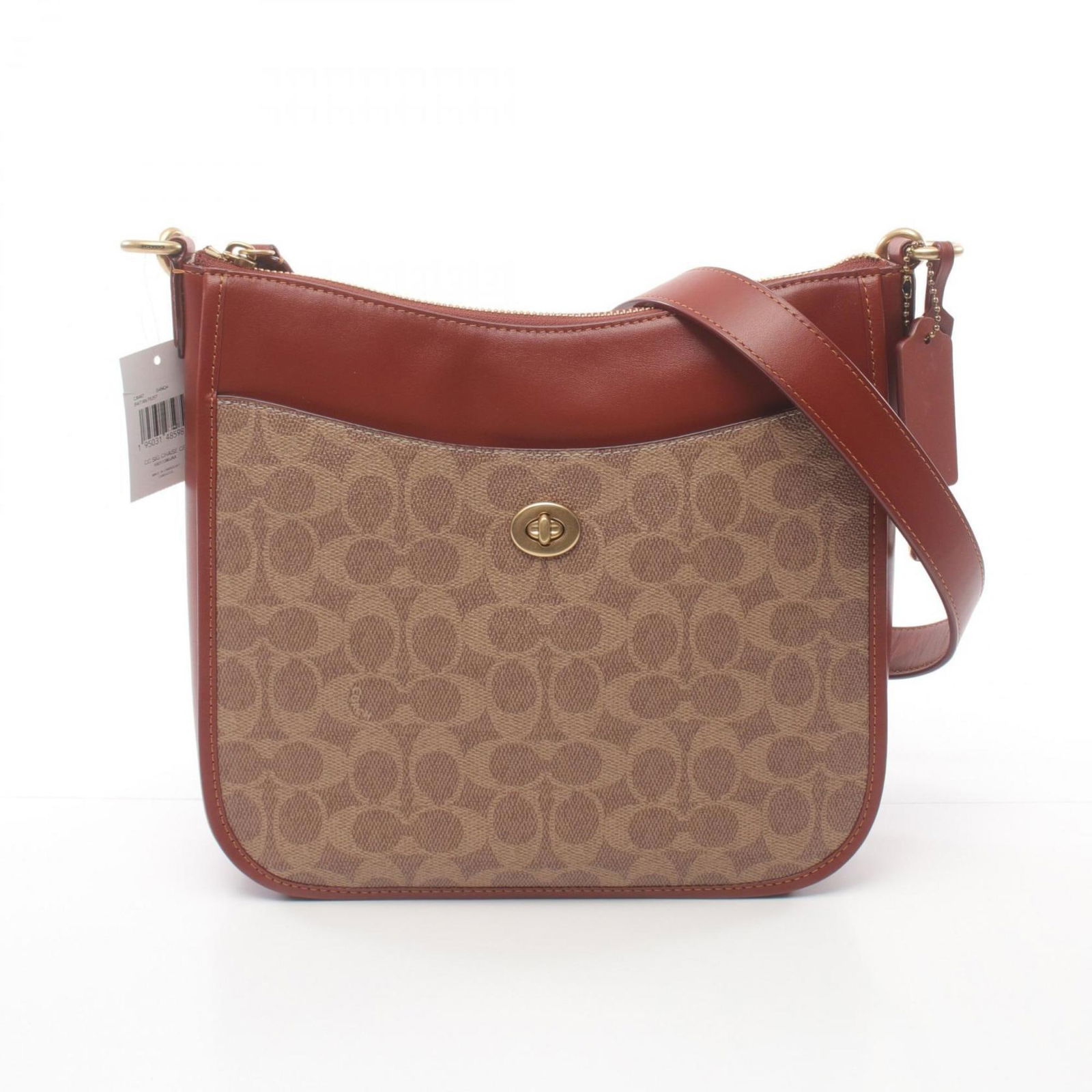 Coach Signature Chaise Shays Shoulder Bag Beige Brown PVC Leather 23cm x 26cm: Coach Signature Chaise Shays Shoulder Bag Beige Brown PVC Leather 23cm x 26cm The Coach COACH CHAISE Shays Signature Shoulder Bag is a stylish accessory crafted from coated canvas and leather, featuri