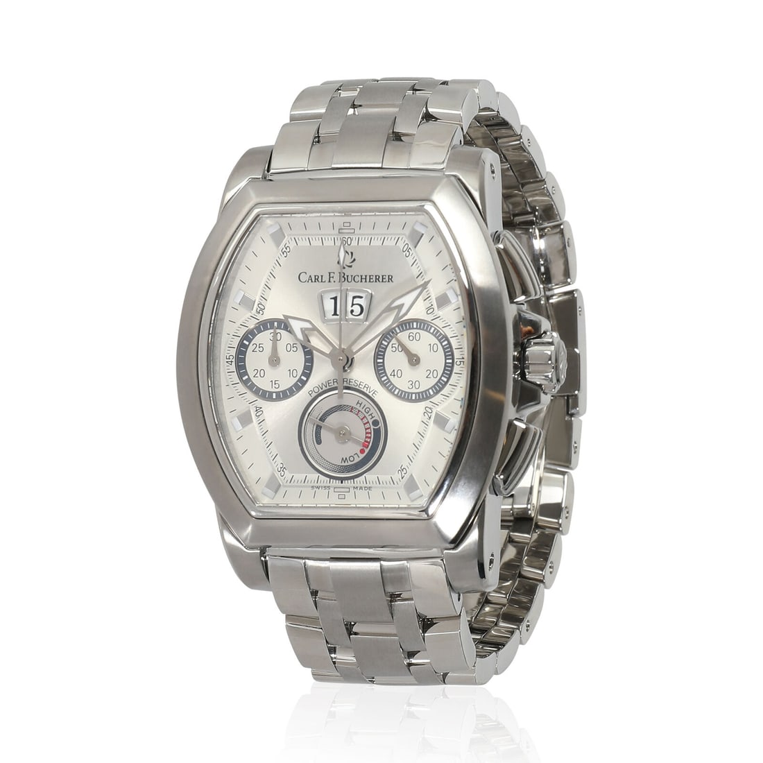 Carl F. Bucherer Patravi T-Graph Men's Stainless Steel Chronograph Watch: Carl F. Bucherer Patravi T-Graph Men's Stainless Steel Chronograph Watch The Carl F. Bucherer Patravi T-Graph is a luxury men's wristwatch featuring a smooth bezel and a tonneau-shaped stainless steel