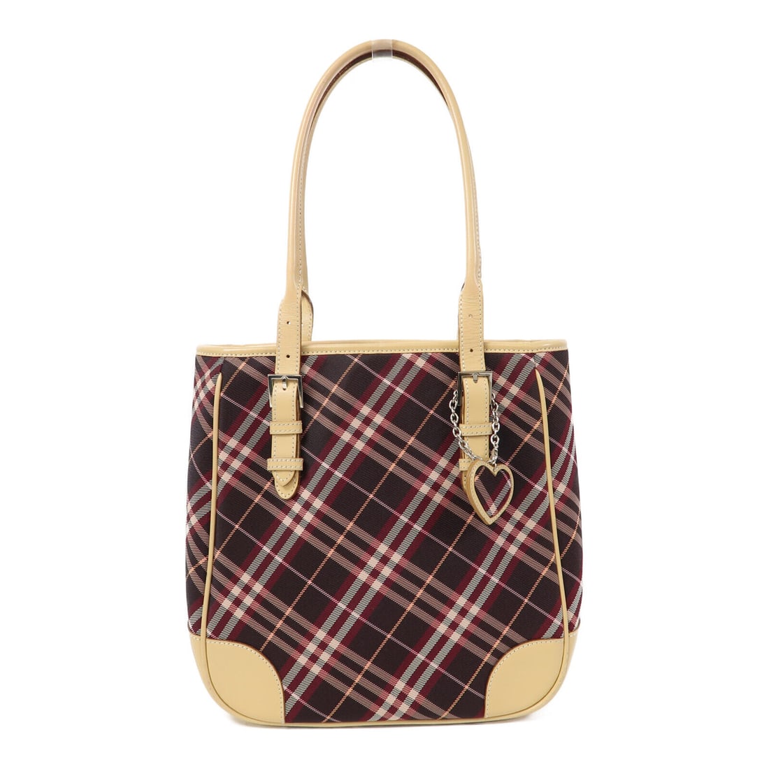 Burberry Blue Label Red Brown Canvas Shoulder Bag 10.2 inches: Burberry Blue Label Red Brown Canvas Shoulder Bag 10.2 inches BURBERRY BLUE LABEL SHW Shoulder Bag made from canvas in a striking Red and Brown color combination. This shoulder bag features a bag heig