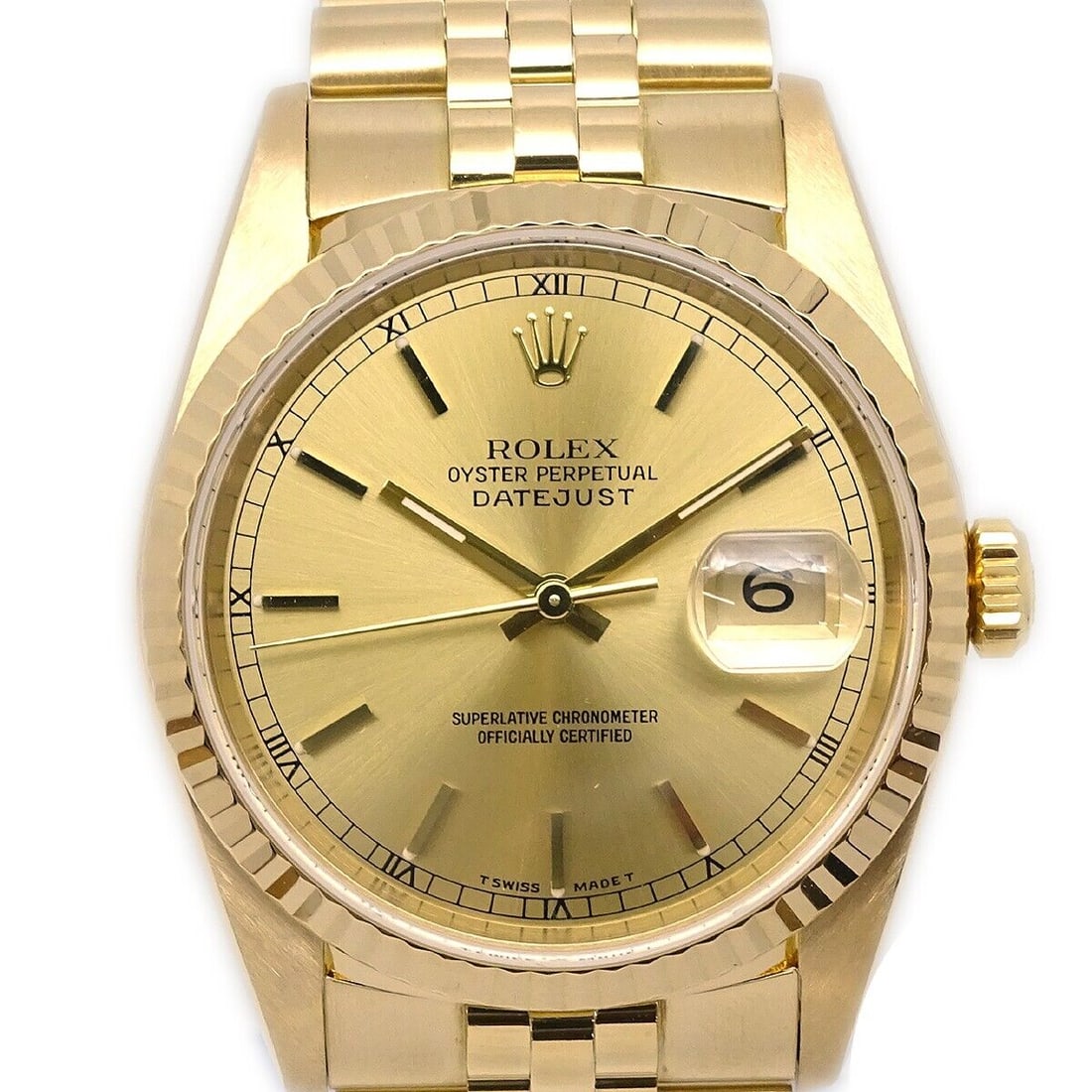 Rolex Oyster Perpetual Datejust 34mm Ref.16238 Self-winding Watch 18KYG: Rolex Oyster Perpetual Datejust 34mm Ref.16238 Self-winding Watch 18KYG Movement: Mechanical (Automatic) Year Manufactured: 1980-1989 Case Color: Gold Silver Type: Wristwatch Band Color: Gold Silver B