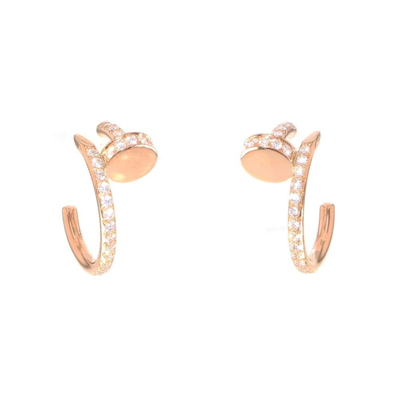 Cartier Juste un Clou Diamond Stud Earrings in 18K Pink Gold: Cartier Juste un Clou Diamond Stud Earrings in 18K Pink Gold Elegant Cartier Juste un Clou stud earrings crafted from 18K pink gold featuring a total diamond weight of 0.51ct. Designed for women, thes