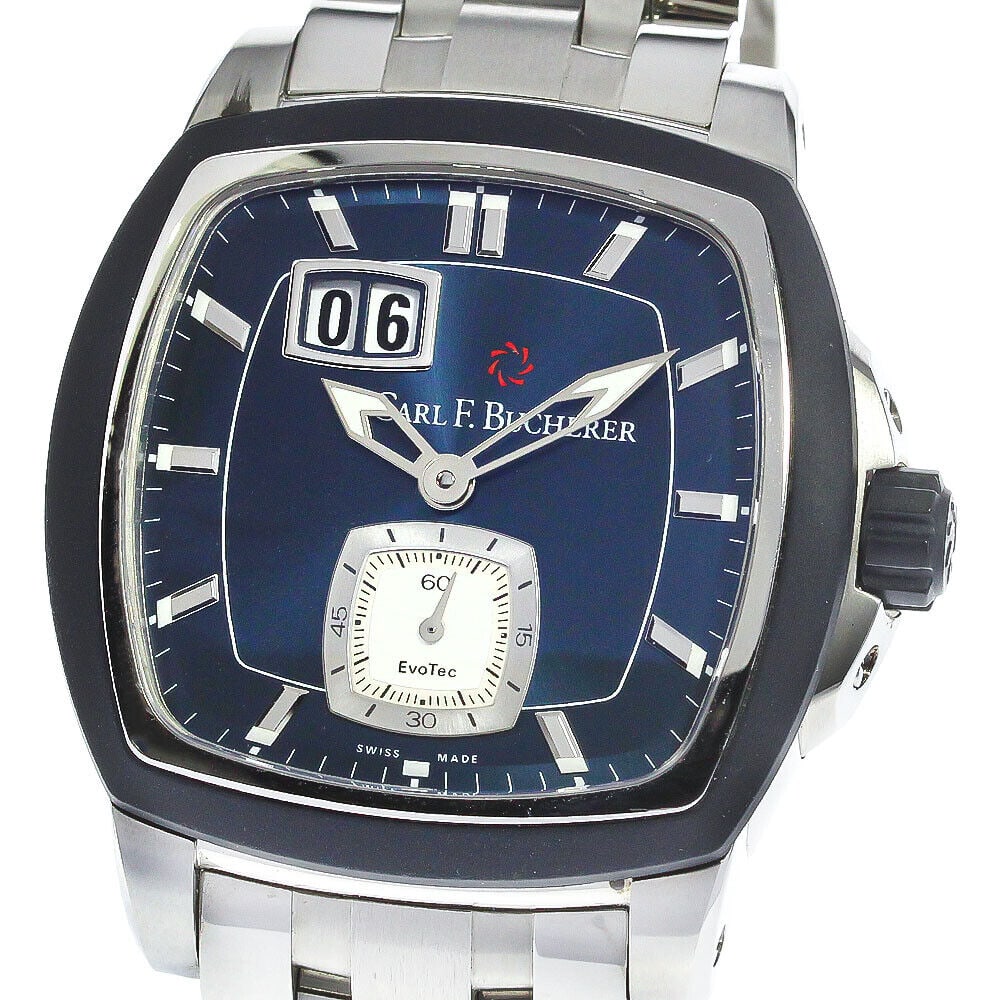 Carl F. Bucherer Evotech Power Reserve Men's Automatic Stainless Steel Wristwatch: Carl F. Bucherer Evotech Power Reserve Men's Automatic Stainless Steel Wristwatch Type: wristwatch. Body rank B. Belt rank B+. Glass in good condition. Case has light scratches and small dents overall
