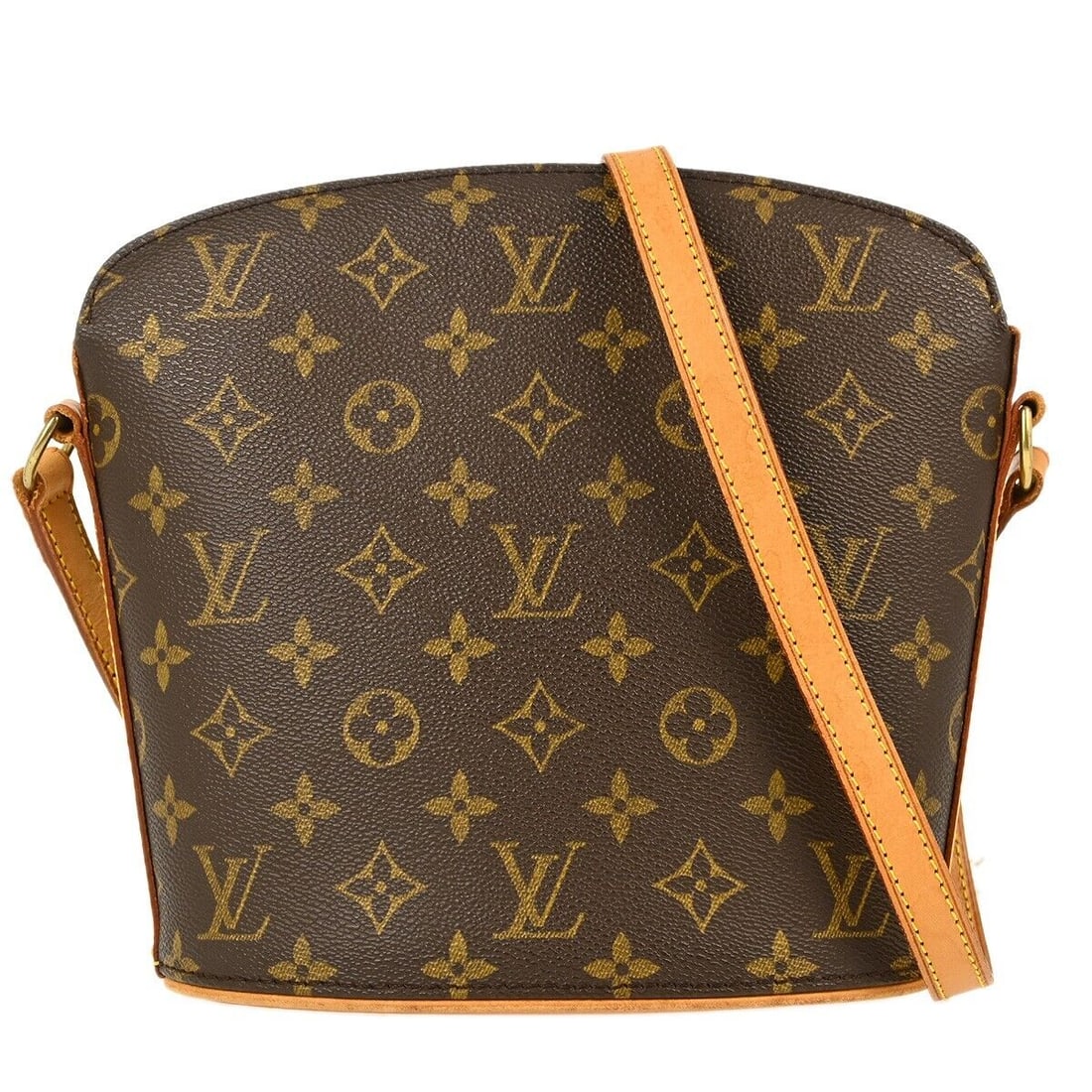 Louis Vuitton Monogram Drouot Crossbody Bag Brown Beige 8x9in: Louis Vuitton Monogram Drouot Crossbody Bag Brown Beige 8x9in This Louis Vuitton Monogram Drouot Crossbody Bag (M51290 VI0072) combines luxury with practicality. Crafted from Monogram Canvas Leather, 