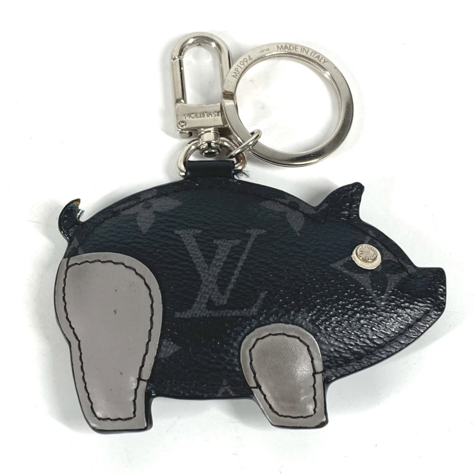 Louis Vuitton MP1994 Monogram Eclipse Black Key Holder Key Ring for Men: Louis Vuitton MP1994 Monogram Eclipse Black Key Holder Key Ring for Men This Louis Vuitton MP1994 Monogram Eclipse key holder key ring charm is designed in a sleek black color. Crafted from high-quali