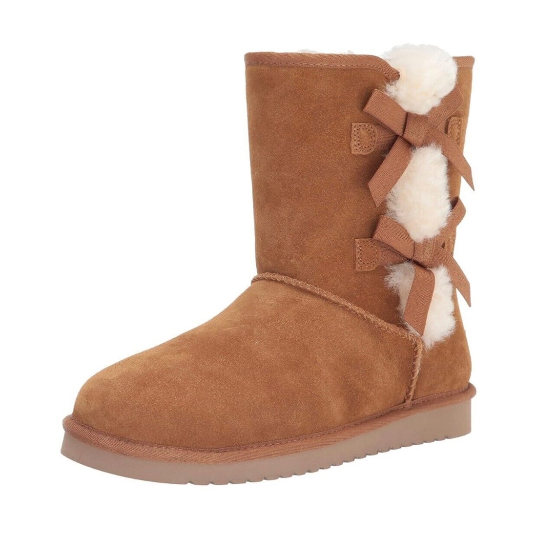 Koolaburra by UGG Women's Victoria Short Boot Brown Suede Faux Fur Bow Accents Size 8: Koolaburra by UGG Women's Victoria Short Boot Brown Suede Faux Fur Bow Accents Size 8 The Koolaburra by UGG Women's Victoria Short Boot features a round toe and a pull-on closure, making it easy to we