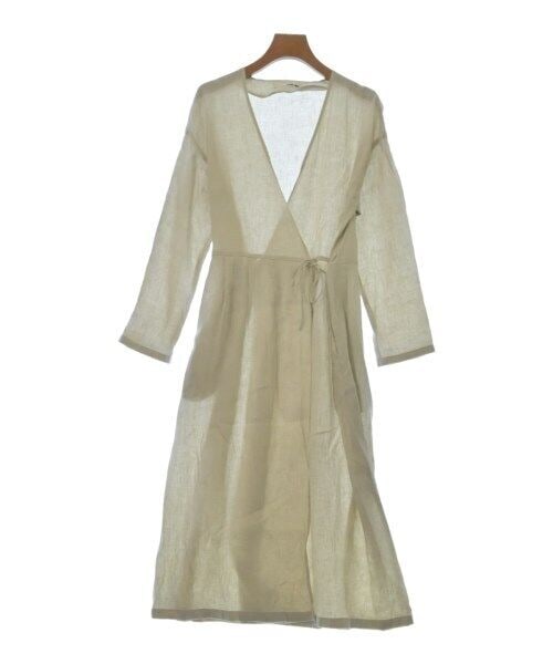 Evam Eva Beige Linen Wrap Dress for Women Size F: Evam Eva Beige Linen Wrap Dress for Women Size F This stylish Evam Eva dress in beige is designed for women and features a one-piece wrap style with long sleeves and a tie waist. Ideal for casual outi