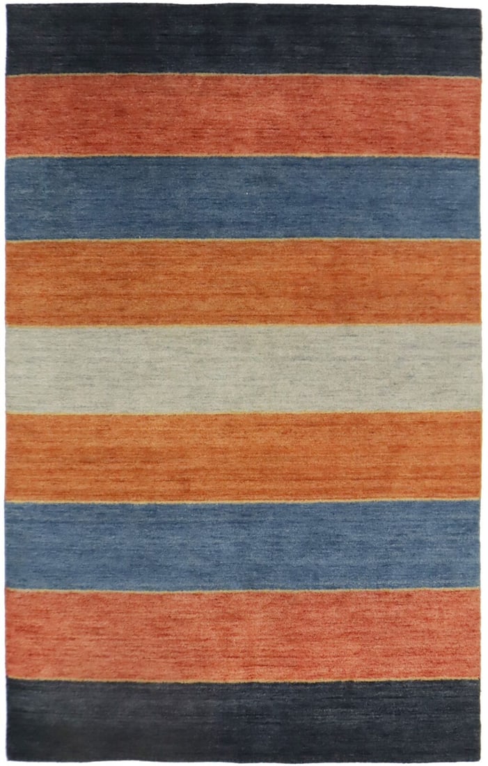 Multicolored Stripes Modern Style 5X8 Plush Gabbeh Oriental Rug Kids Room Carpet: Multicolored Stripes Modern Style 5X8 Plush Gabbeh Oriental Rug Kids Room Carpet Free continental US Shipping Type: Area Rugs Color: Multicolored: Orange Blue Navy etc Size: 5"0" X 8"1" Material: Wool