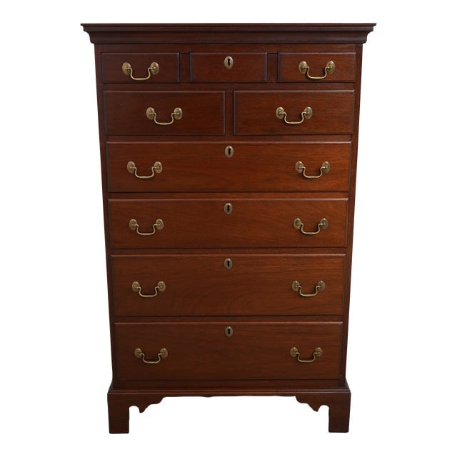 Robert Johnson Bench Made Chippendale Mahogany Chest: Robert Johnson Bench Made Chippendale Mahogany Chest Age: Approx: 40 Years Old Details: Hand Chamfered Drawer Bottoms High Quality Construction 18 C. Design Chippendale Style Traditional Style Solid B