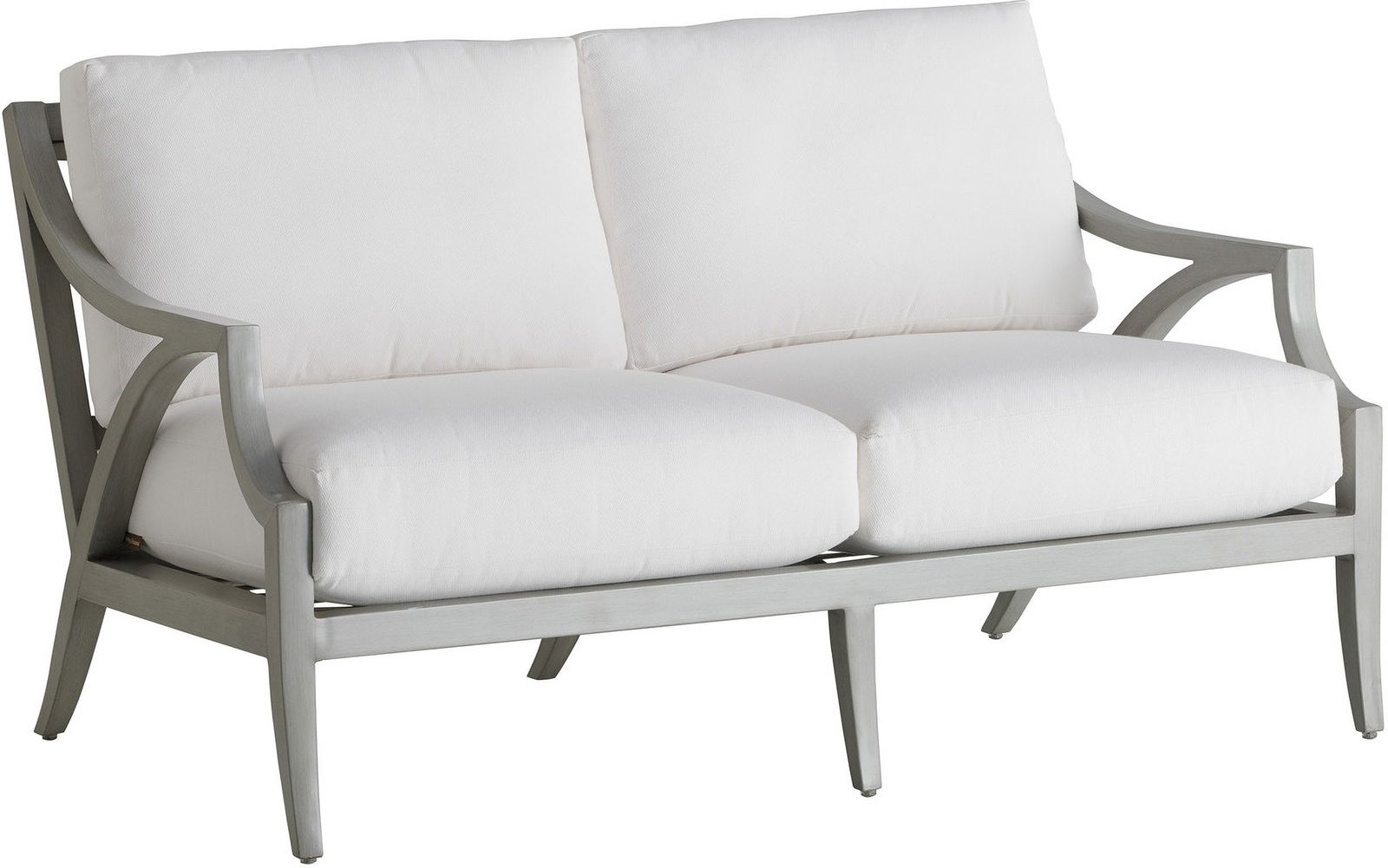 Tommy Bahama Silver Sands Outdoor Bench Gray Aluminum 35in Height: Tommy Bahama Silver Sands Outdoor Bench Gray Aluminum 35in Height The Silver Sands Bench creates an elegant outdoor living area, perfect for relaxation and entertaining. Crafted from durable aluminum