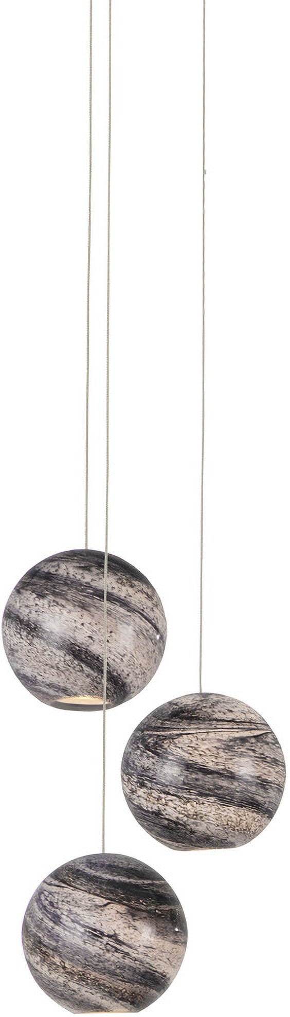 Palatino 3-Light Blue and White Glass Pendant with Silver Canopy: Palatino 3-Light Blue and White Glass Pendant with Silver Canopy The Palatino 3-Light Multi-Drop Pendant features stunning shades that create an impression of unique universes, complete with their own