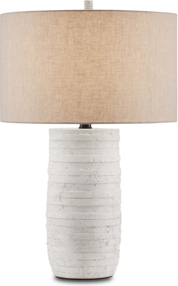 Currey & Company Innkeeper White Table Lamp with Terracotta and Iron: Currey & Company Innkeeper White Table Lamp with Terracotta and Iron The Innkeeper White Table Lamp features flat discs of terracotta encircling a wrought iron spine, designed by Ian Thornton. The rus