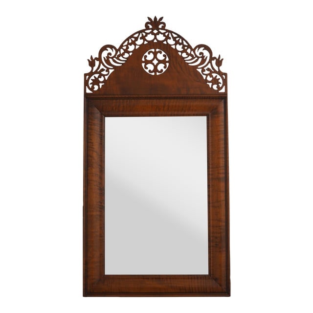 Dr Dimes Pierce Carved Tiger Maple Wall Mirror: Dr Dimes Pierce Carved Tiger Maple Wall Mirror Age: Approx: 20 Years Old Details: Solid Tiger Maple High Quality Construction Bench Made Hand Crafted Condition: Excellent Super Clean Original Finish &