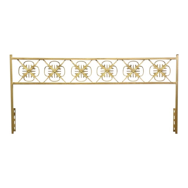 Vintage 1970s Brass Finish King Size Headboard Steel Frame: Vintage 1970s Brass Finish King Size Headboard Steel Frame Brass colored steel framed king sized headboard. 78.5" wide 37" tall. Dimensions: 78.5"W x 1"D x 37"H. Styles: Modern. Bed Size: King. Period