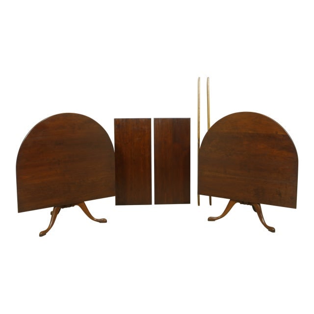 Eldred Wheeler Solid Cherry Dining Room Table: Eldred Wheeler Solid Cherry Dining Room Table Approx: 25 Years Old High Quality Construction Solid Cherry Queen Anne Legs & Pad Feet Solid Brass Hardware Tilt Top Ends Bench Made Hand Crafted Un-Marke