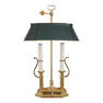 1980s Toleware Shade Brass Candelabra Desk Lamp