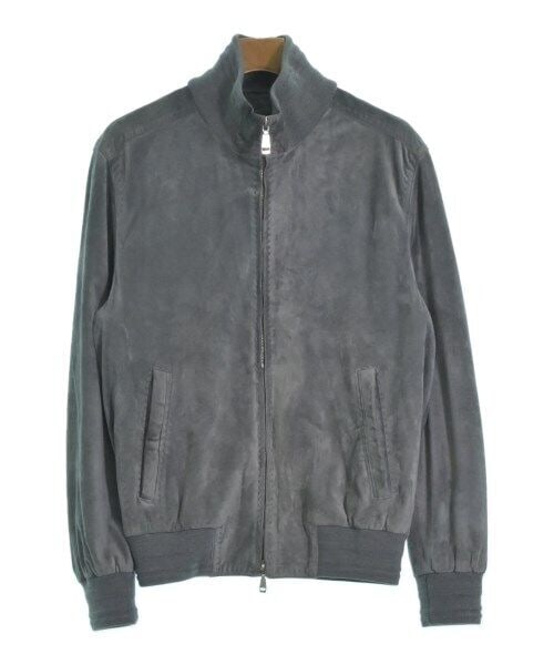 Brioni Gray Suede Blouson Jacket Size 50 XL with Zip-Up Front: Brioni Gray Suede Blouson Jacket Size 50 XL with Zip-Up Front This Brioni gray suede blouson jacket features a zip-up front and a high collar, perfect for fall and winter seasons. The jacket has a reg