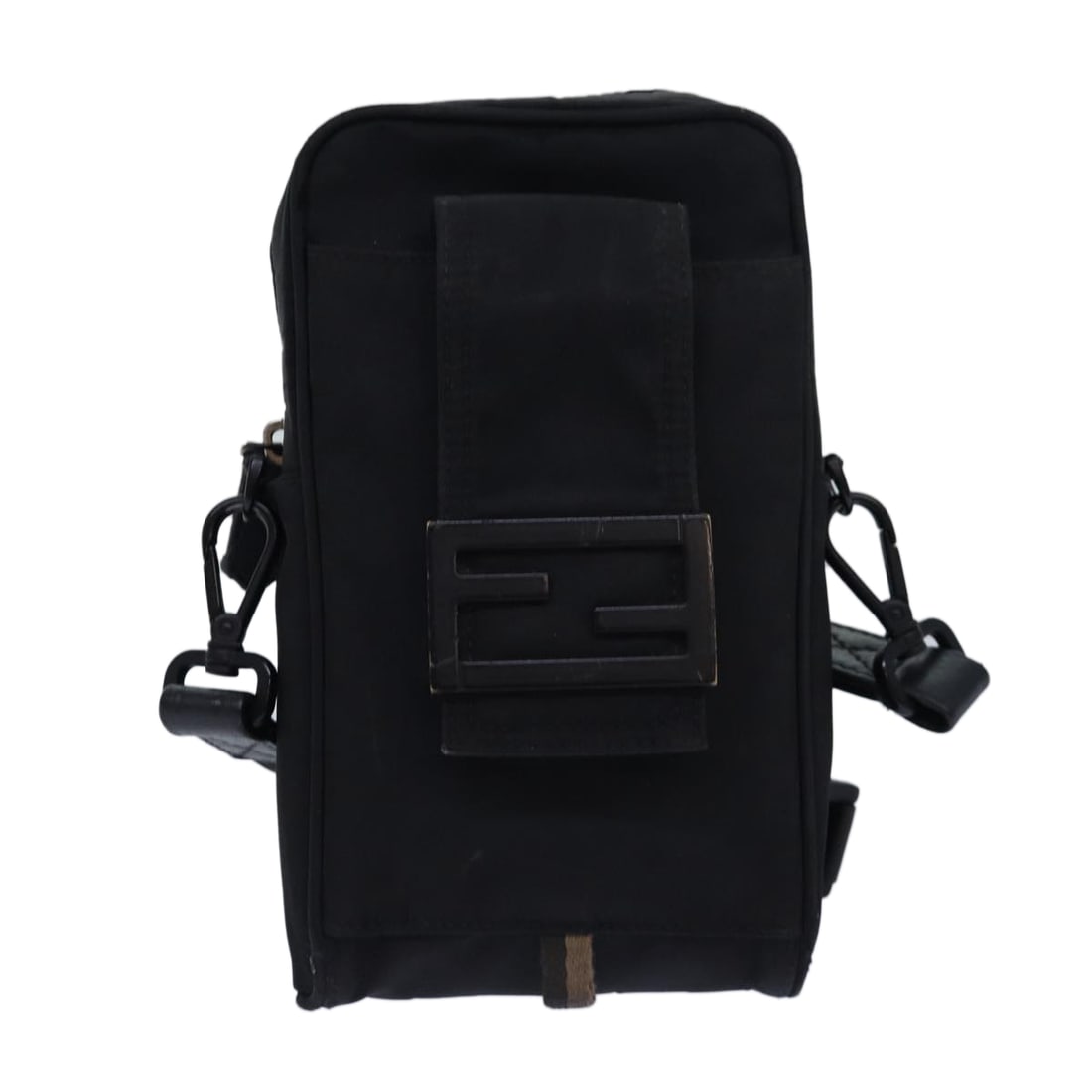 Fendi 2Jours Black Synthetic Shoulder Bag 11cm x 19cm: Fendi 2Jours Black Synthetic Shoulder Bag 11cm x 19cm Fendi 2Jours shoulder bag in black, crafted from durable synthetic material, making it a practical yet stylish accessory for daily use. The dimens