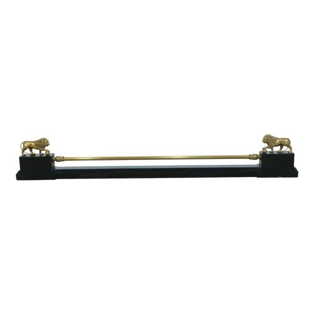 Maitland Smith Brass & Marble Fireplace Fender 8149-13: Maitland Smith Brass & Marble Fireplace Fender 8149-13 Approx. 5 Years Old Model 8149-13 High Quality Construction . Condition: Excellent Original Finish and Condition Size: 55w x 4.5d x 8.5h Dimensio