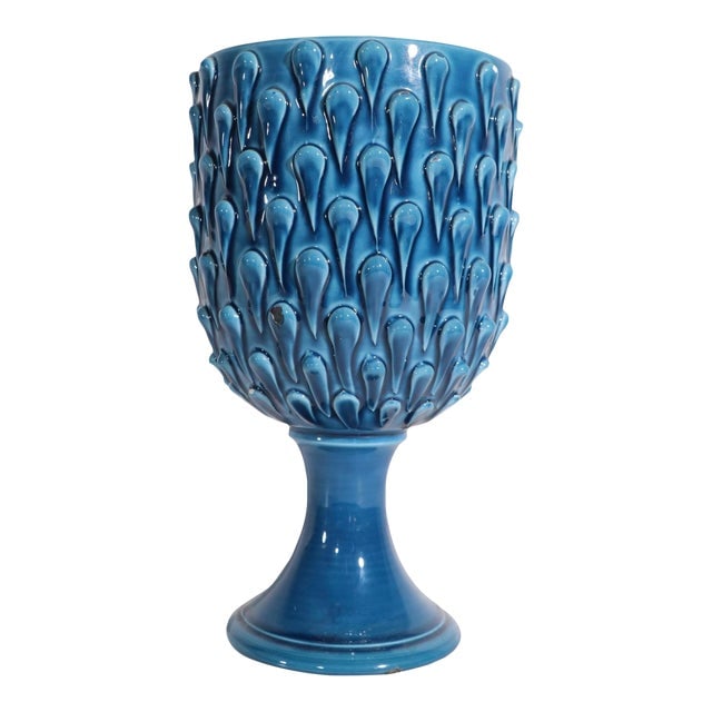 Italian Ceramic Att. To Aldo Londi Rimini Blue Lacrima Planter: Italian Ceramic Att. To Aldo Londi Rimini Blue Lacrima Planter Stunning Italian ceramic planter vase attributed to Aldo Londi executed in signature blue glaze. This example is in good original conditi