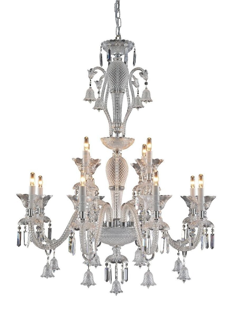 Artistry Modern 12-Light Chrome Chandelier with Asfour Crystals 34 inches: Artistry Modern 12-Light Chrome Chandelier with Asfour Crystals 34 inches Light Color: Clear Clear White Warm White White. Power Source: Hardwired. Item Length: 44 in. Control Style: Wall Switch. Sens