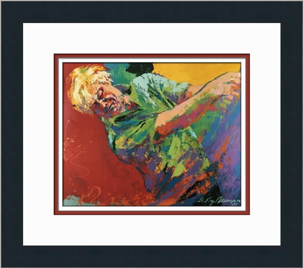 Leroy Neiman Jack Nicklaus Golf Art Print Custom Framed 1995