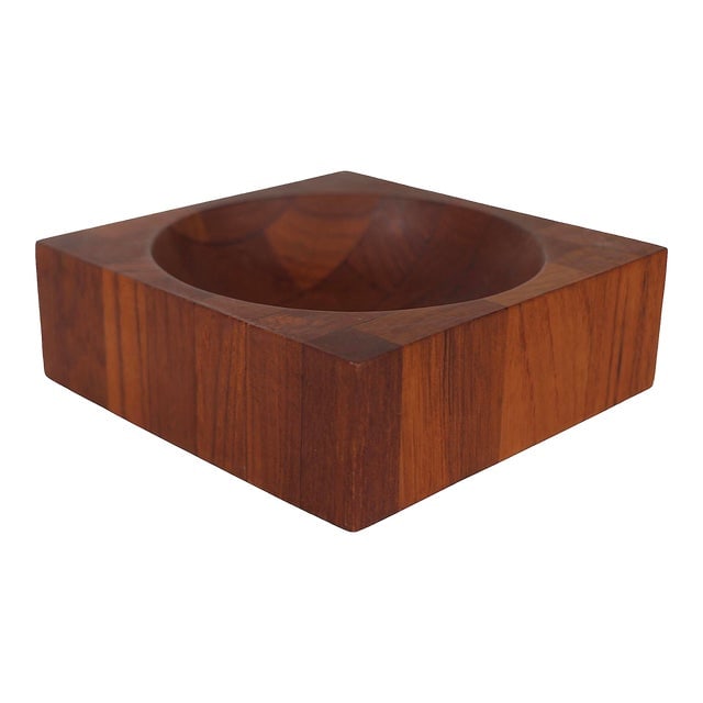 Mid Century Danish Modern Style Teak Bowl by Ernest Sohn: Mid Century Danish Modern Style Teak Bowl by Ernest Sohn Smart looking Mid Century Danish Modern teak bowl or vide poche by Ernest Sohn. Constructed of blocks of solid teak - The concave center bowl i