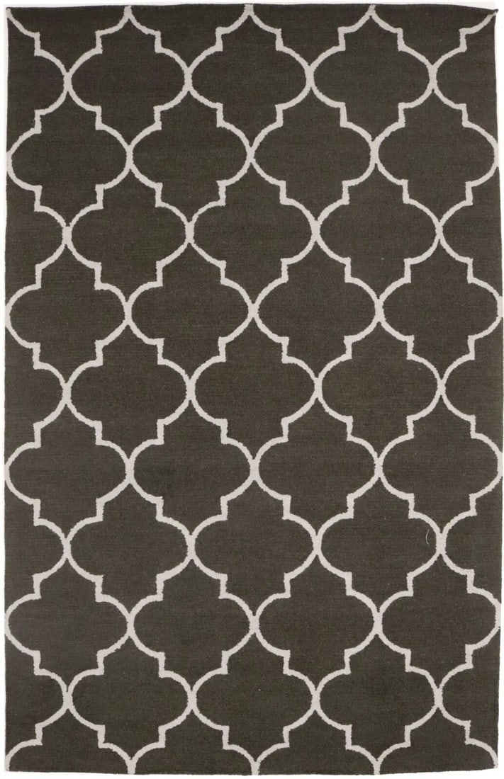 Dark Brown Trellis Design 5X8 Hand-Tufted Modern Rug Contemporary Wool Carpet: Dark Brown Trellis Design 5X8 Hand-Tufted Modern Rug Contemporary Wool Carpet Free continental US Shipping Type: Area Rugs Color: Dark Brown & Cream Size: 5'0 X 8'0 Material: Wool Production Technique