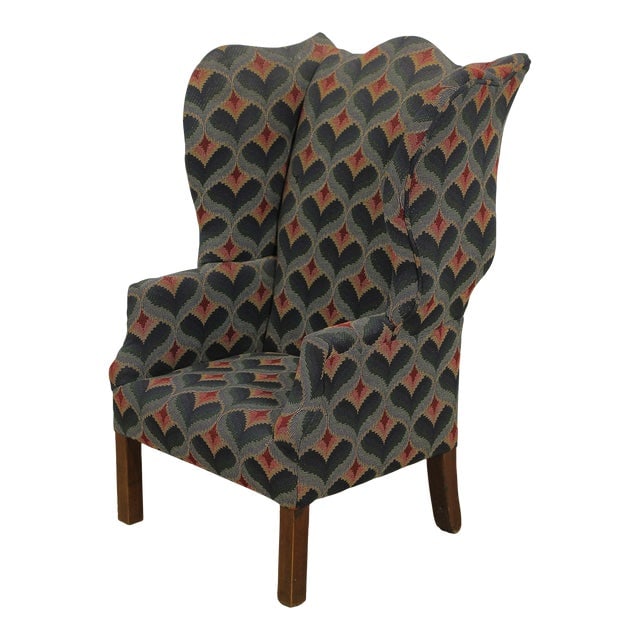 Chippendale Style Childs Wing Back Chair: Chippendale Style Childs Wing Back Chair Age: Approx: 30 Years Old Details: Clean Upholstery 18 C. Design Chippendale Style Wings Are Slightly Loose Great English Form & Design Diminutive Childs Size 