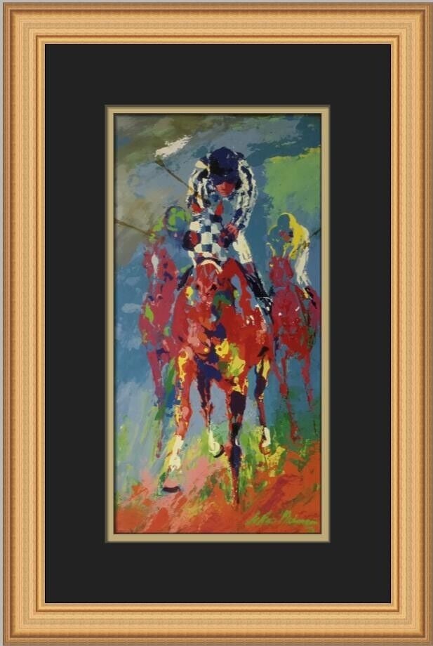 Leroy Neiman Secretariat Framed Print 18x12 Gold Frame Expressionism: Leroy Neiman Secretariat Framed Print 18x12 Gold Frame Expressionism This Leroy Neiman custom framed print titled "Secretariat" features a stunning expressionism style representation of the famous rac