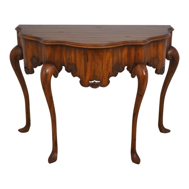 Alfonso Marina Continental Distressed Console Table: Alfonso Marina Continental Distressed Console Table Age: Approx: 25 Years Old Details: European Continental Style High Quality Construction Nice Curved Legs Spoon Feet Heavy Factory Distressing Condit
