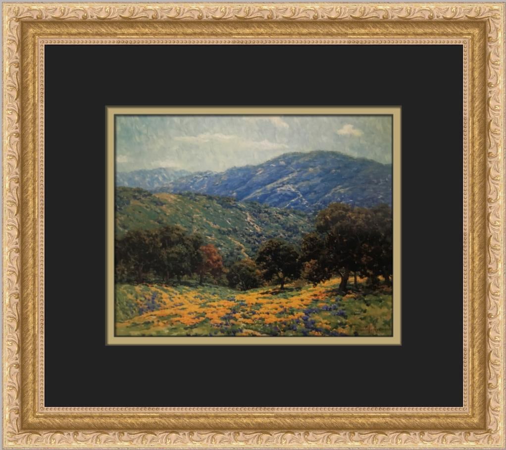 Granville Redmond Flowers under the Oaks Custom Framed Print 12x14 Inches: Granville Redmond Flowers under the Oaks Custom Framed Print 12x14 Inches This custom framed print features the artwork 'Flowers under the Oaks' by artist Granville Redmond, showcasing an impressionis