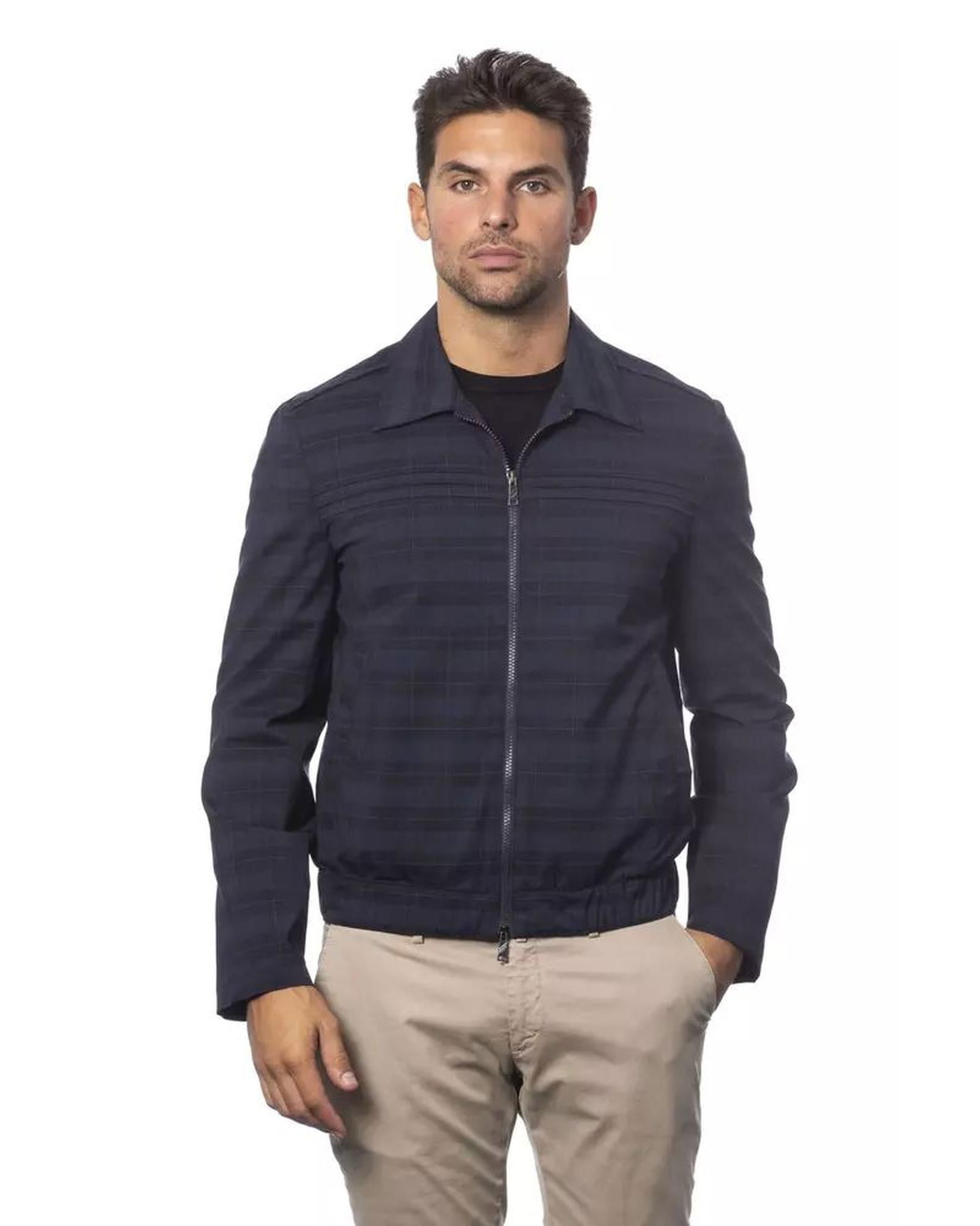 Verri Wool Bomber Jacket: Verri Wool Bomber Jacket This Blue Wool Jacket is a stylish and versatile piece that will elevate any outfit. Crafted from high-quality wool this jacket offers a luxurious feel and excellent durabilit