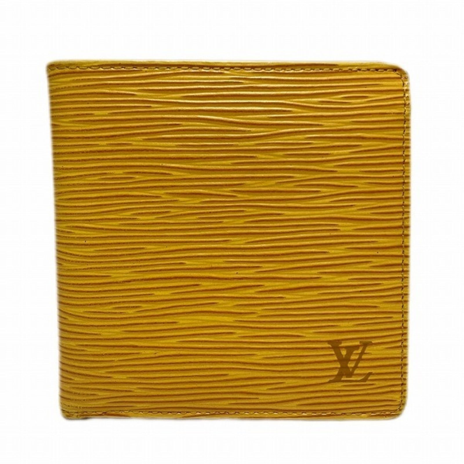 Louis Vuitton Epi Yellow Leather Bi-fold Wallet M63549 for Men and Women: Louis Vuitton Epi Yellow Leather Bi-fold Wallet M63549 for Men and Women This Louis Vuitton Epi Porte-Bie Carte Credit Monet M63549 Bi-fold Wallet is a stylish accessory suitable for both men and wome