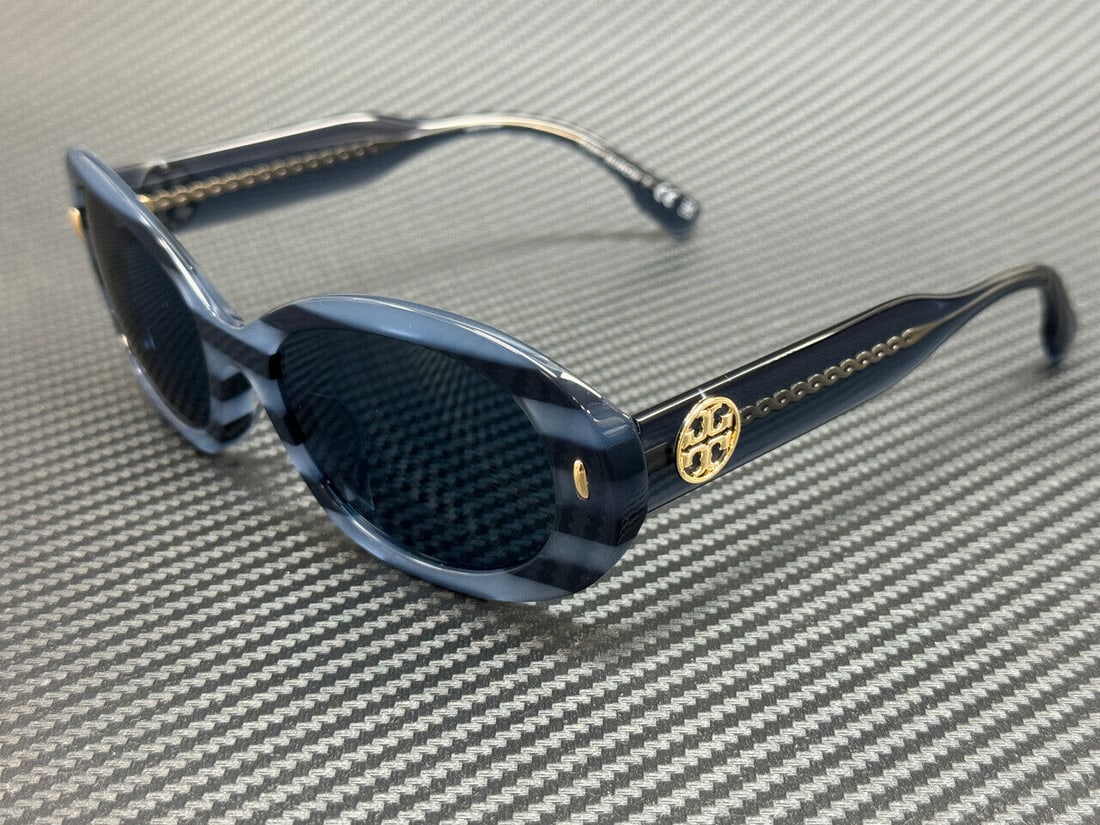 Tory Burch Blue Stripe Women's 53mm Sunglasses: Tory Burch Blue Stripe Women's 53mm Sunglasses TORY BURCH TY7214U 317780 Stripe Blue Women's 53 mm Sunglasses featuring a stylish blue frame. Perfect for adding a touch of elegance to your accessory c