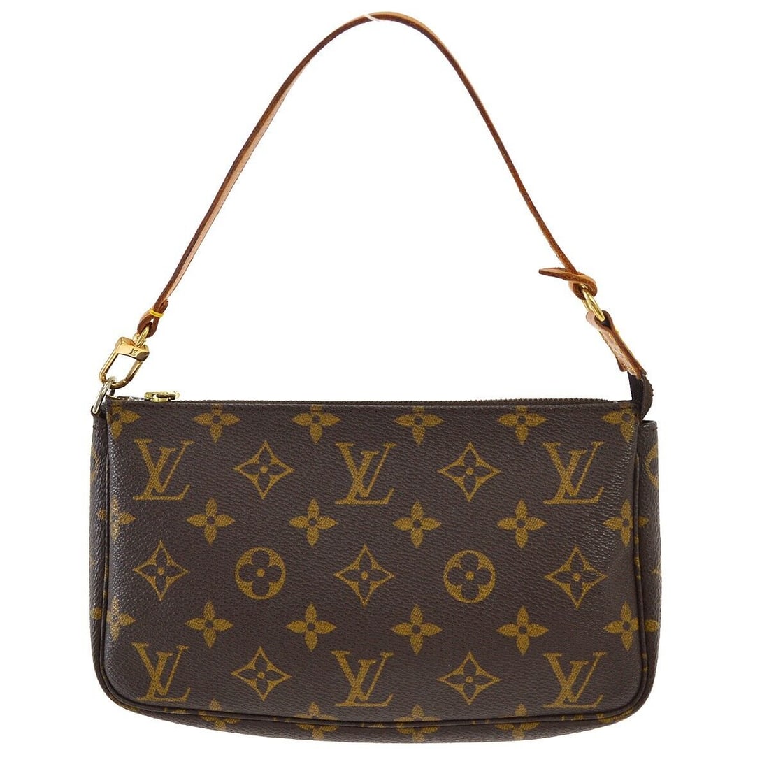 Louis Vuitton Monogram Canvas Pouch Handbag Brown 8x5 inches: Louis Vuitton Monogram Canvas Pouch Handbag Brown 8x5 inches This Louis Vuitton Monogram Pochette Accessoires Handbag (M51980 AR0919) is a stylish small pouch designed for versatile use. It features a