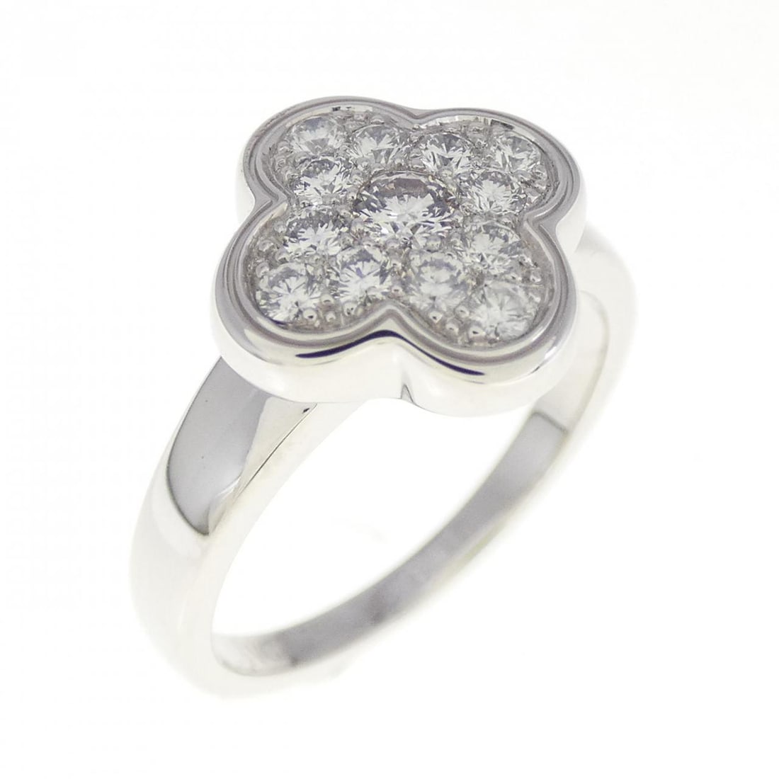 Van Cleef & Arpels Pure Alhambra Ring: Van Cleef & Arpels Pure Alhambra Ring Style: Ring Material: 750 White Gold Gender: Ladies" Size: 4.5-5 (US size) (48) Accessories: Comes with:Warranty Comes with repair certificate Main Stone: Diamond