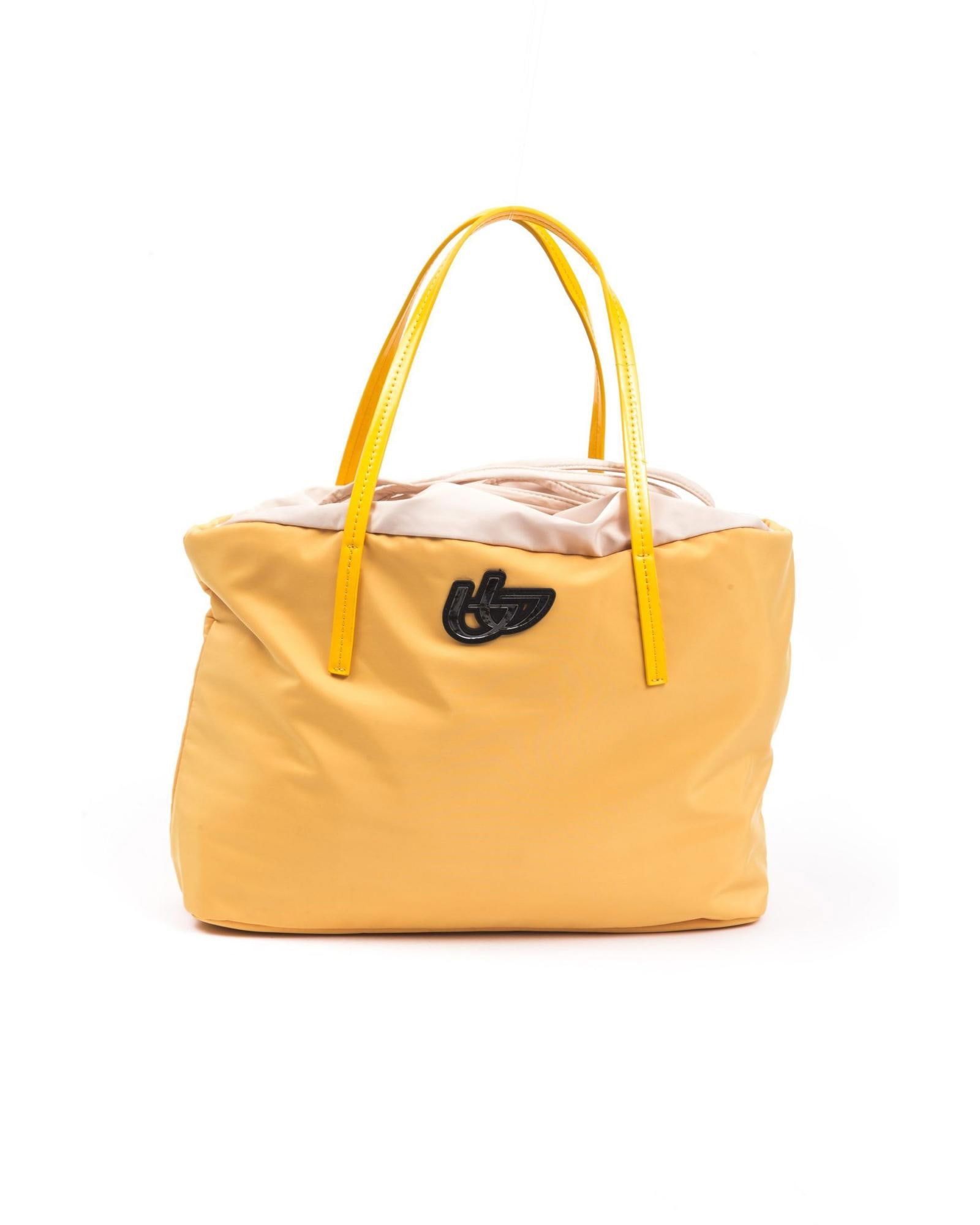 BYBLOS Fabric Shopper Bag: BYBLOS Fabric Shopper Bag Step out in style with the Sunshine Chic Fabric Shopper Bag by BYBLOS. This shopper handbag is a perfect blend of functionality and high-fashion appeal. Its vivid yellow colo