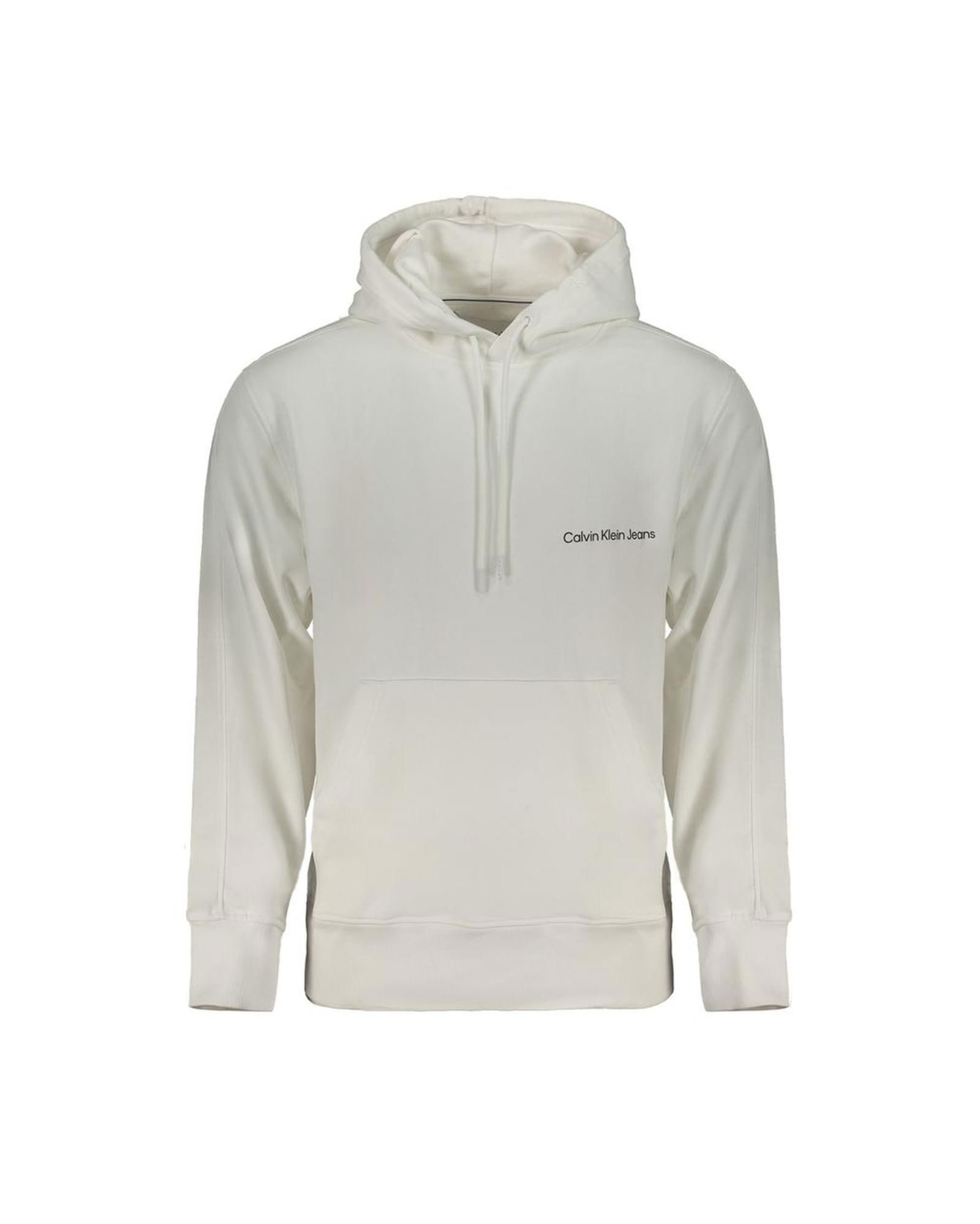 Calvin Klein Calvin Klein Jeans Mens Hoodie White: Calvin Klein Calvin Klein Jeans Mens Hoodie White This white cotton sweater is a perfect blend of style and comfort. It features a hood and long sleeves along with a brushed texture for added warmth.