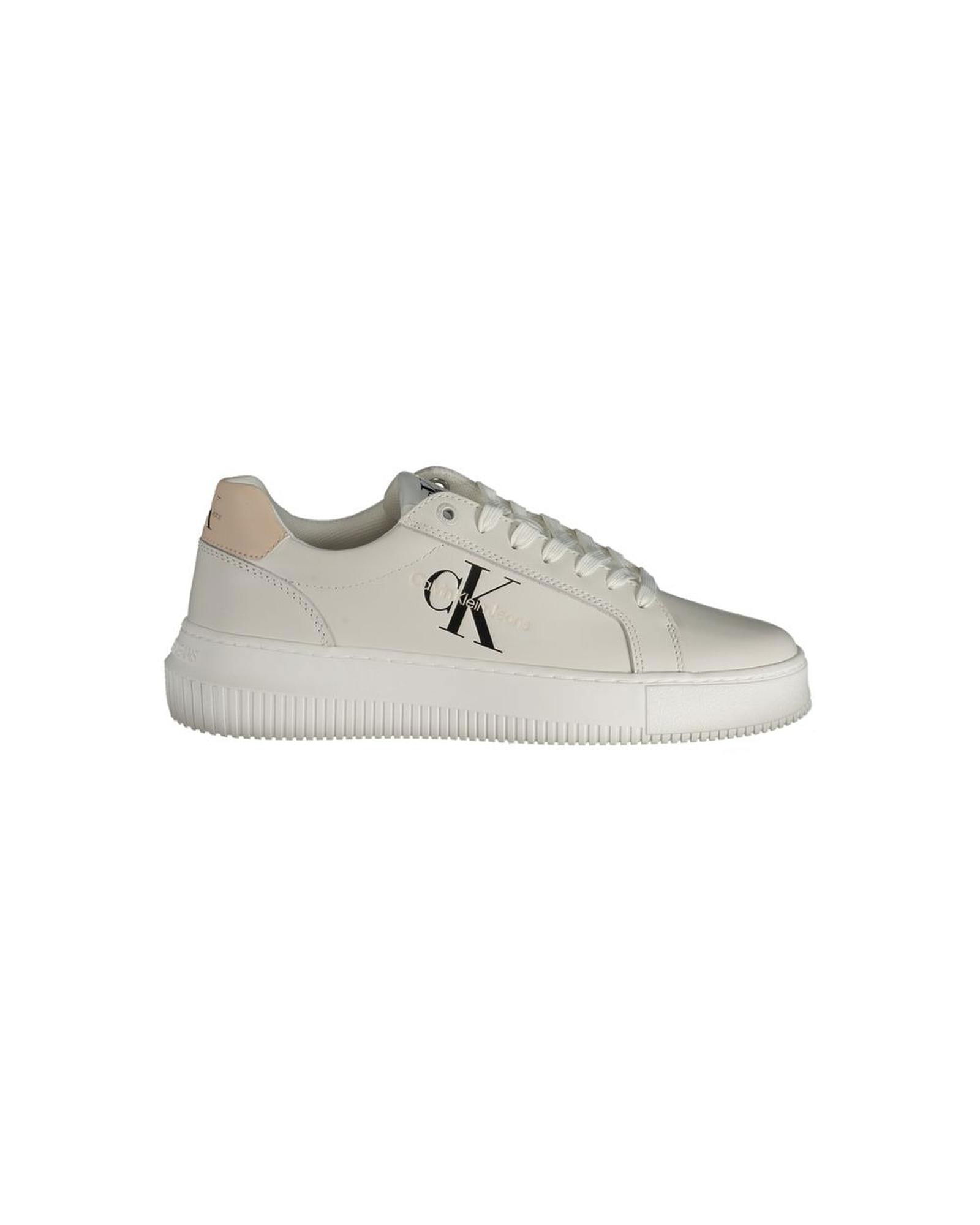 Calvin Klein Calvin Klein Court Sneakers for Men - White: Calvin Klein Calvin Klein Court Sneakers for Men - White Elevate your footwear collection with these White Polyester Sneakers designed for women who value both style and sustainability. Crafted with 5
