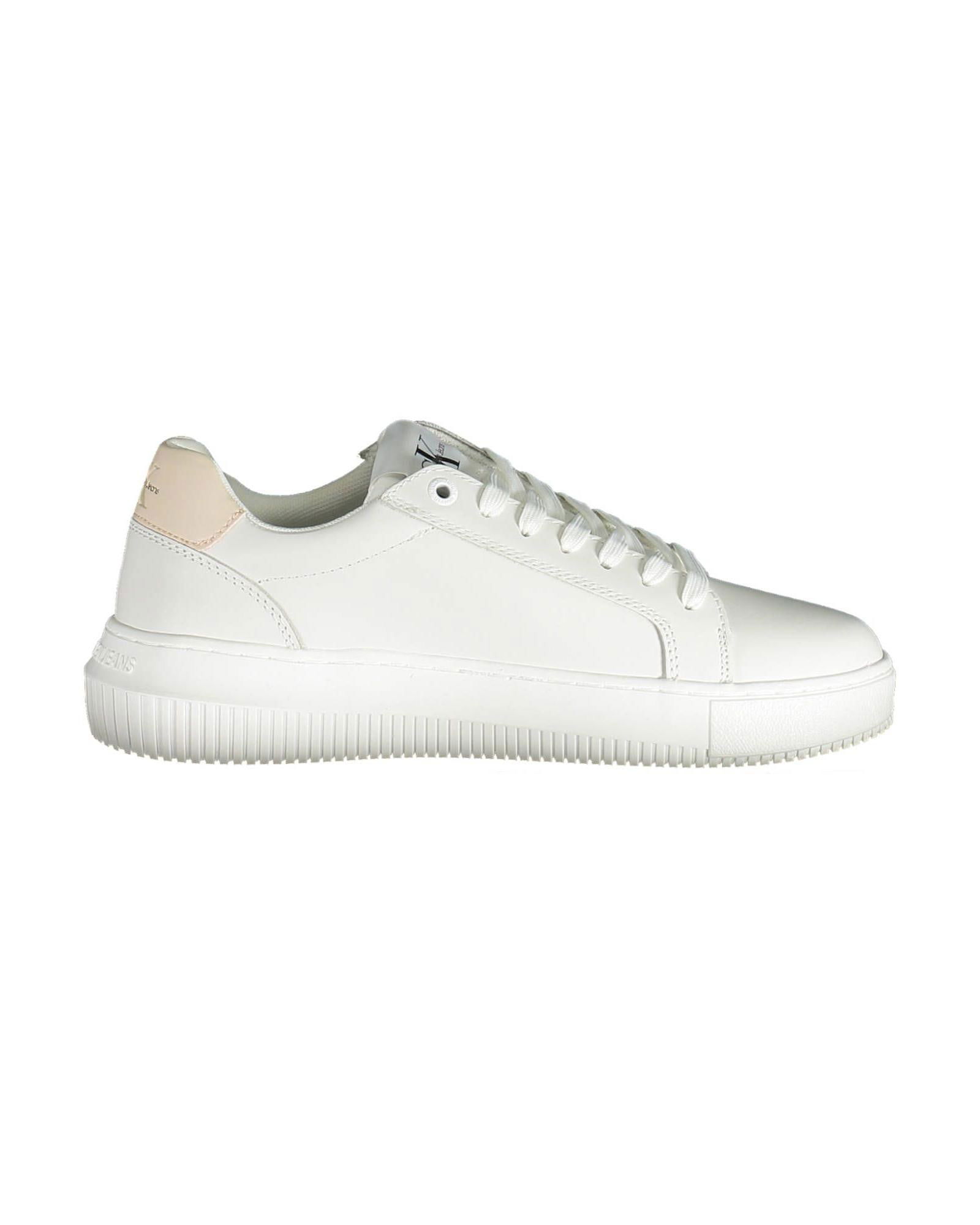 Calvin Klein Calvin Klein Feline Platform Sneakers for Women: Calvin Klein Calvin Klein Feline Platform Sneakers for Women White Polyester Sneaker - This womens sports shoe features laces and contrasting details. It also includes a print and logo design. Made wi