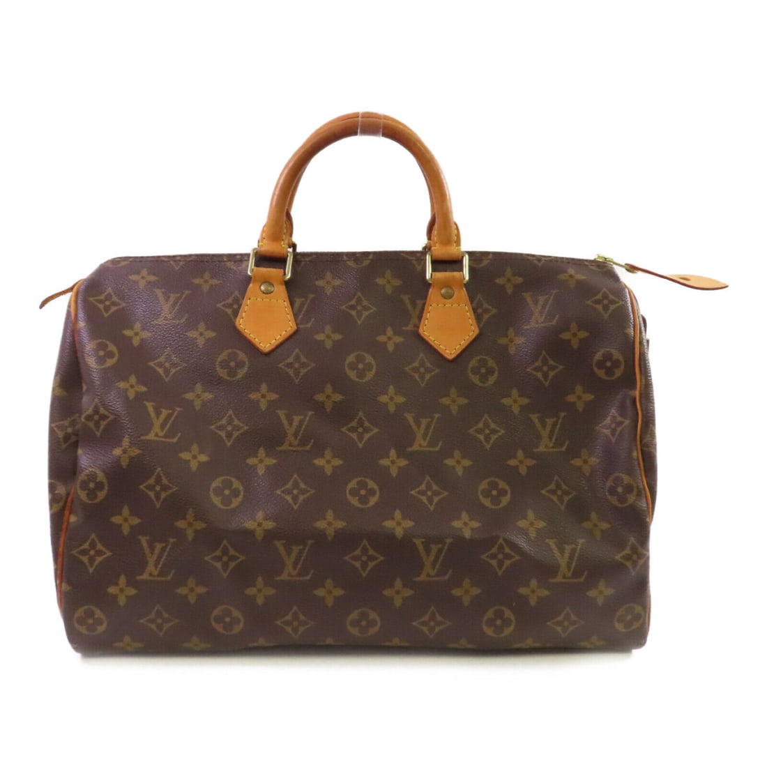 Louis Vuitton Speedy 35 Handbag Monogram Brown PVC Canvas: Louis Vuitton Speedy 35 Handbag Monogram Brown PVC Canvas This LOUIS VUITTON LV GHW Speedy 35 Handbag (M41107) is crafted from durable PVC coated canvas in a classic brown monogram design. The handbag