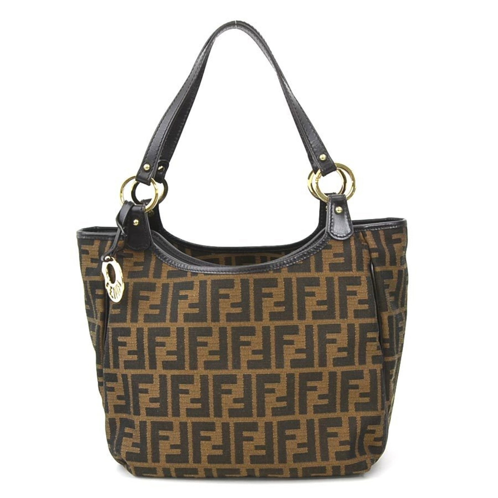 Fendi Brown Canvas Leather Shoulder Bag for Women 24cm x 28cm x 10cm: Fendi Brown Canvas Leather Shoulder Bag for Women 24cm x 28cm x 10cm This Fendi shoulder bag is crafted from a combination of canvas and leather, featuring a stylish brown color that complements any o
