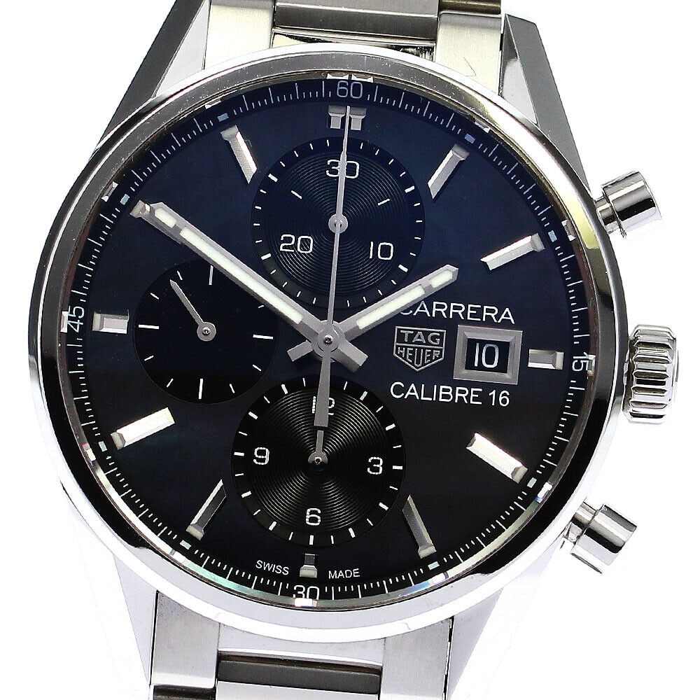 TAG HEUER Carrera Caliber 16 Men's Automatic Watch Black Dial SS: TAG HEUER Carrera Caliber 16 Men's Automatic Watch Black Dial SS This TAG HEUER Carrera Caliber 16 Men's Watch is a sophisticated wristwatch with a black shell dial. The watch features an automatic wi